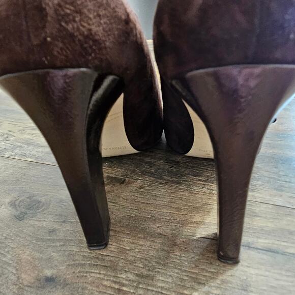 Enzo Angliolini Brown Suede Leather Strappy Buckle Detail Chunky Heel Shoes 6 - Picture 6 of 16